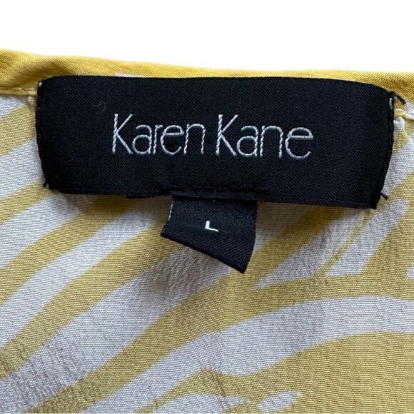 Karen Kane Yellow Mustard Tropics Ruffle Sleeveless Blouse Size Large - Picture 6 of 10